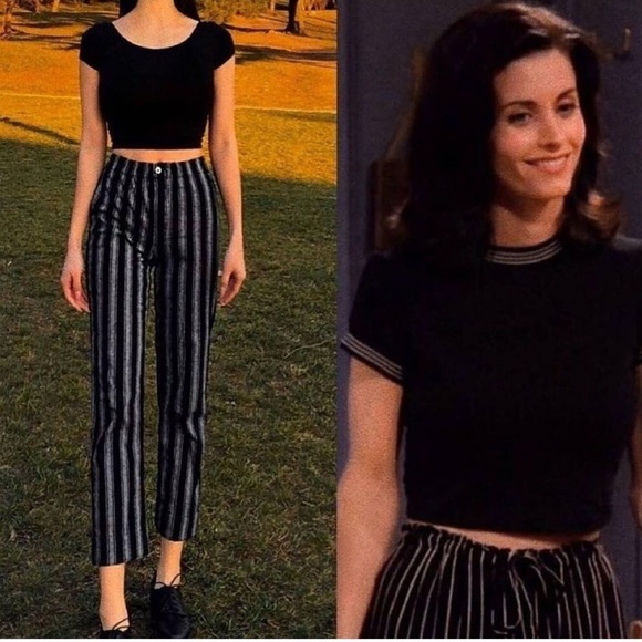Brandy Melville Pants - Brandy melville black and white variegated striped cropped ankle pants. Size OS